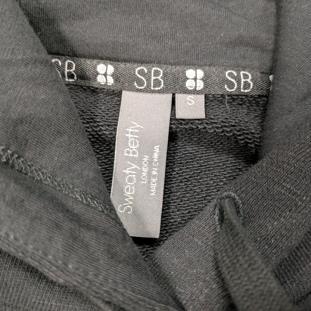 Sweaty Betty Hoodie Women's S Black Essentials Crop Pullover Sweat French Terry - Picture 5 of 7